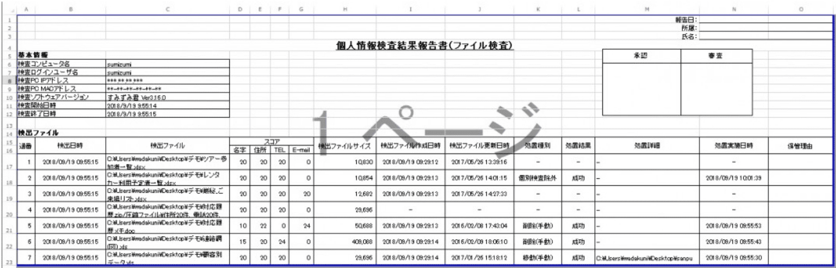 同梱されているExcelマクロを使用することで、Excelファイル形式のレポートを作成することも可能です。